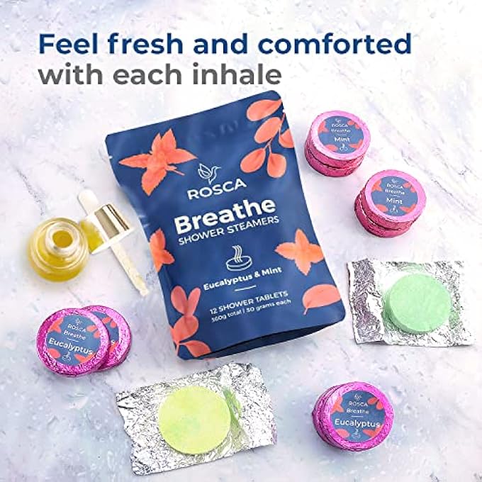 Roska Rosca Pack of 12 Eucalyptus & Mint Shower Steamers Set - Aromatherapy Essential Oil Scented Shower Bombs, Tablets, or Fizzies - Everyday Self Care Gift for Women and Men by - Image 3